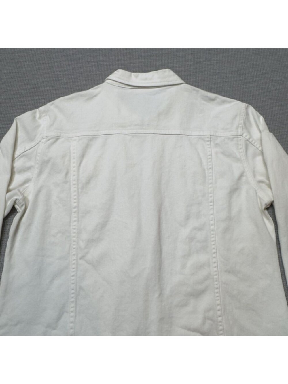 NorthCrest Denim Jacket Womens Sz Large White Full Zip Long Sleeve Chest Pockets - Picture 7 of 16